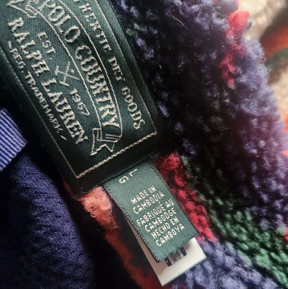 Polo Country Ralph Lauren Patchwork Pile Fleece Jacket L Western - Picture 4 of 6